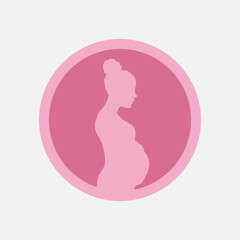 Pregnant woman silhouette. Vector symbol, logo, sign.