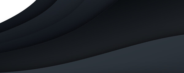 Simple 3d black banner background with overlap layer. 