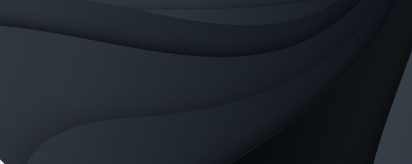 Simple 3d black banner background with overlap layer. 