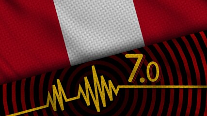 Peru Wavy Fabric Flag, 7.0 Earthquake, Breaking News, Disaster Concept, 3D Illustration