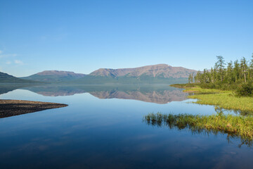 Fototapeta premium A mountain lake on the Putorana plateau.