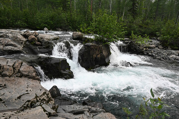 Putorana Plateau, a waterfall on the Grayling Stream.