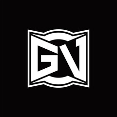 GV Logo monogram with abstract shape design template