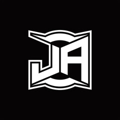 JA Logo monogram with abstract shape design template