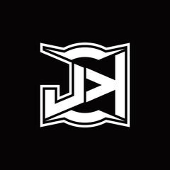 JK Logo monogram with abstract shape design template