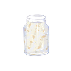 Sesam in jar. Ingredient food art design stock vector illustration for web, for print, for product design, for packing design