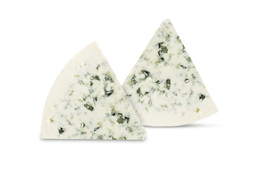 Blue cheese on an isolated white background.