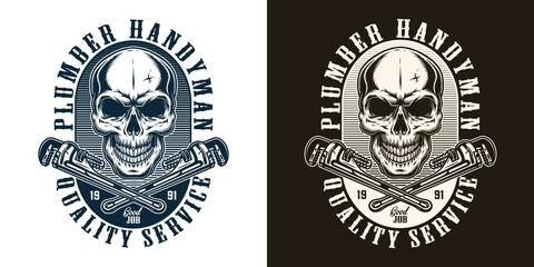 Fototapeta premium Plumbing service vintage monochrome label