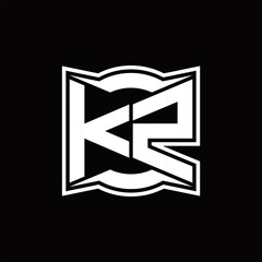 KZ Logo monogram with abstract shape design template