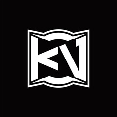 KV Logo monogram with abstract shape design template