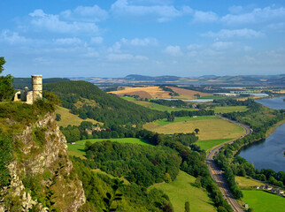 Obraz premium View Looking eastward from Kinnoll tower Perth with the A90 road and River Tay in view