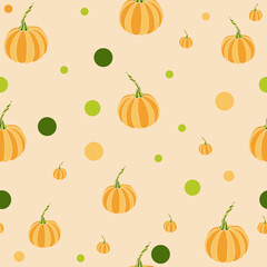 Autumn pattern with pumpkins, print for fabric, warm colors