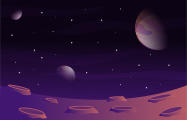 Obraz na płótnie Canvas Moon Planet Star Sky Space Universe Exploration Illustration