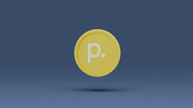 Currency icon animation 3d rendering. 3d animated Belarusian ruble currency symbol spinning with shadow. Ruble currency golden coin animation footage.
