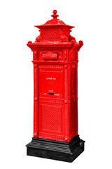 Red old-fashioned letterbox isolated on white background