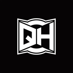 QH Logo monogram with abstract shape design template