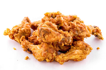Fried chicken on white background