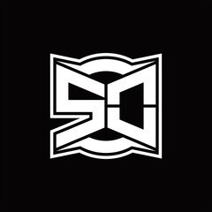SO Logo monogram with abstract shape design template