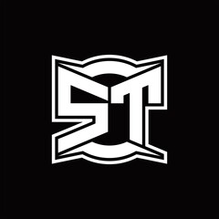 ST Logo monogram with abstract shape design template