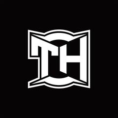 TH Logo monogram with abstract shape design template