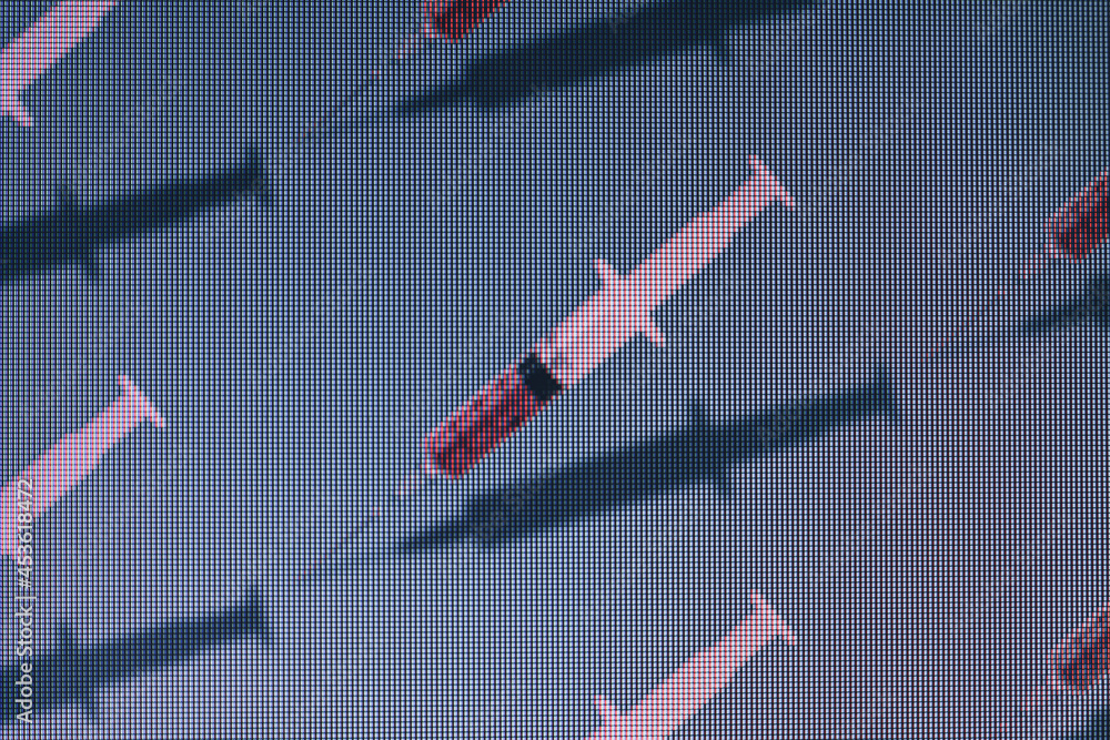 Poster beautiful creative pattern syringe medical on a background. macro photography view. close-up of pixe