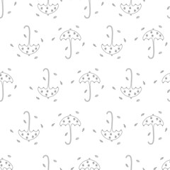 Pattern with umbrellas and leaves 
