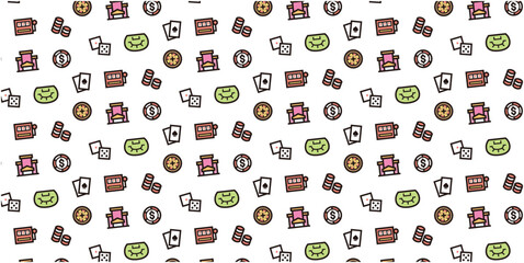Casino icon pattern background for website or wrapping paper (Color icon version)