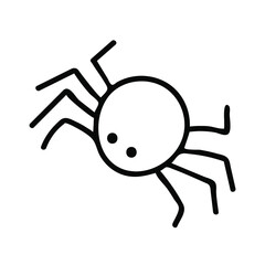 Spider doodle line art. Wild life of an insect. Hand drawing vector illustration. Simple collection element for the holiday Halloween.