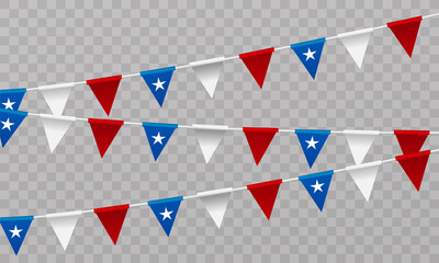 Chile Independence Day. Realistic vector, state symbols, flag, ribbons and flags - obrazy, fototapety, plakaty