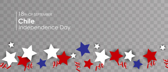 Chile Independence Day. Realistic vector, state symbols, flag, ribbons and flags
