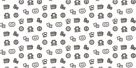 Casino icon pattern background for website or wrapping paper (Monotone version)