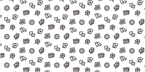 Gambling icon pattern background for website or wrapping paper (Monotone version)