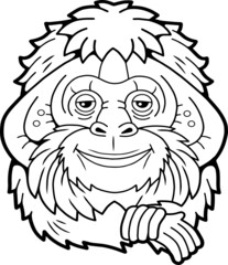 Fototapeta premium cartoon cute orangutan monkey, funny illustration