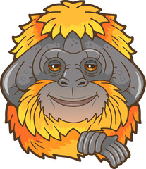cartoon cute orangutan monkey, funny illustration
