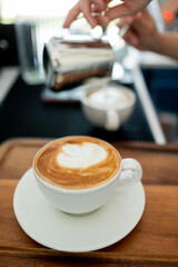hot coffee cup on table, relax time, morning time