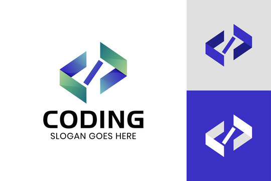 modern logos of code for coding, programming gradient logo template