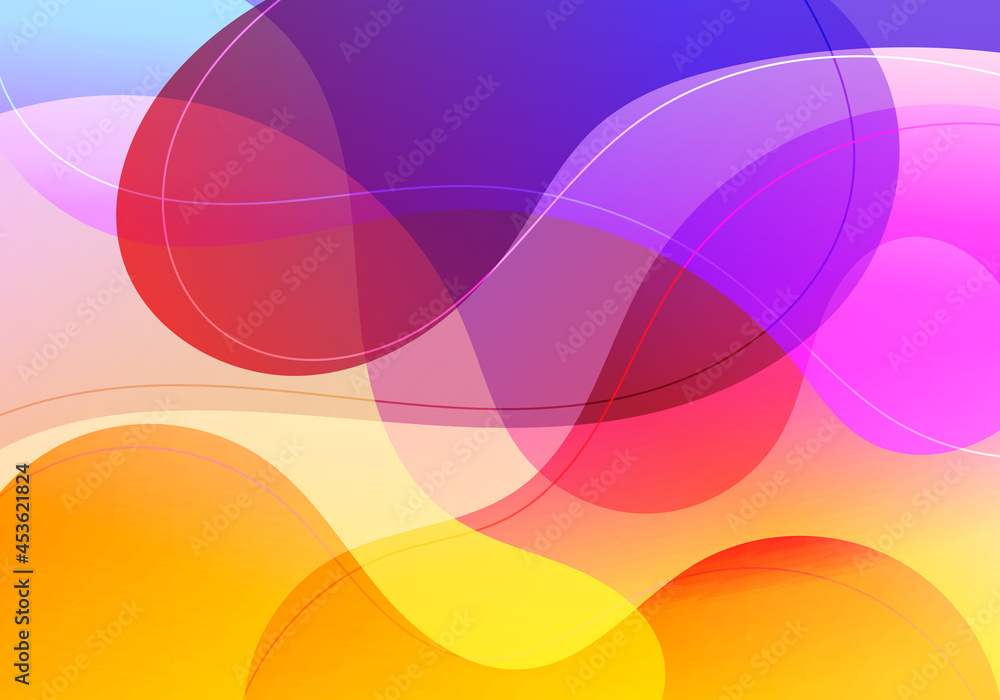 Poster abstract fluid gradient shape vibrant color with wave lines background