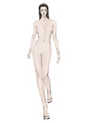 Female body template for fashion design illustration (JPG)