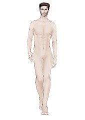 Male body template for fashion design illustration (JPG)