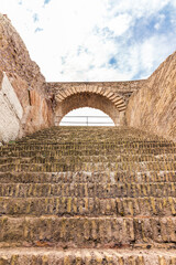 Details of the Colosseum amphitheatre in Rome during the day