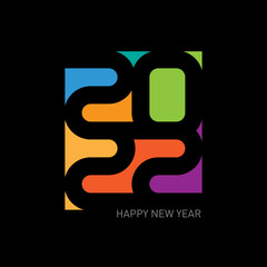 2022 - inscription in the style of mosaic stained glass. Brochure or calendar cover design template. Happy new year, banner. Cover of business diary for 20 22 with wishes.