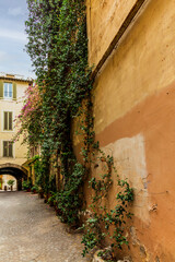 A cobbled old lane in Rome with old dilapided palaces