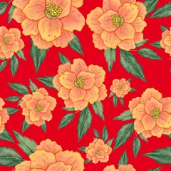 Behang Watercolor seamless pattern with flowers. Vintage floral pattern. Flower seamless pattern. Botanical art. Floral botanical collection. Wedding floral set. Watercolor botanical design.  © Natallia Novik