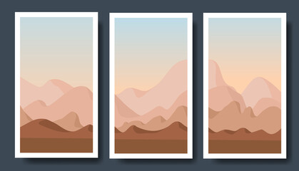 mountain vector landscapes in a flat style. Natural wallpapers are a minimalist, polygonal concept.