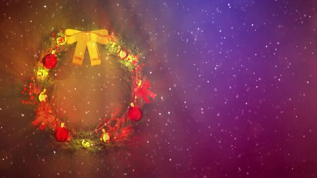 decorated colorful christmas circlet with empty space for any content