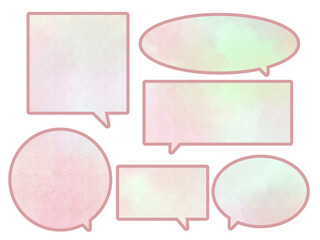 イラスト素材：水彩風　淡いまだら模様のふきだしセット