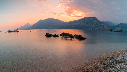 Lago di Garda Sunset phase with mountain background