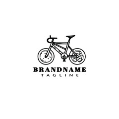 bike cartoon logo icon design template black isolated illustration