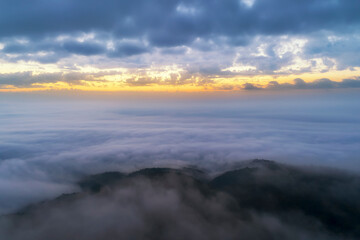 Fototapeta premium Beautiful sunshine at misty morning mountains at north thailand 