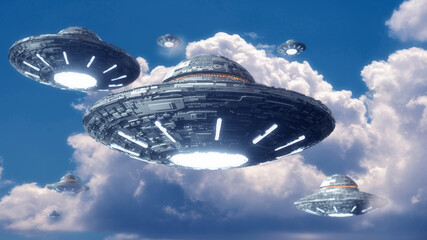 Obraz premium 3d render. UFO spaceship concept